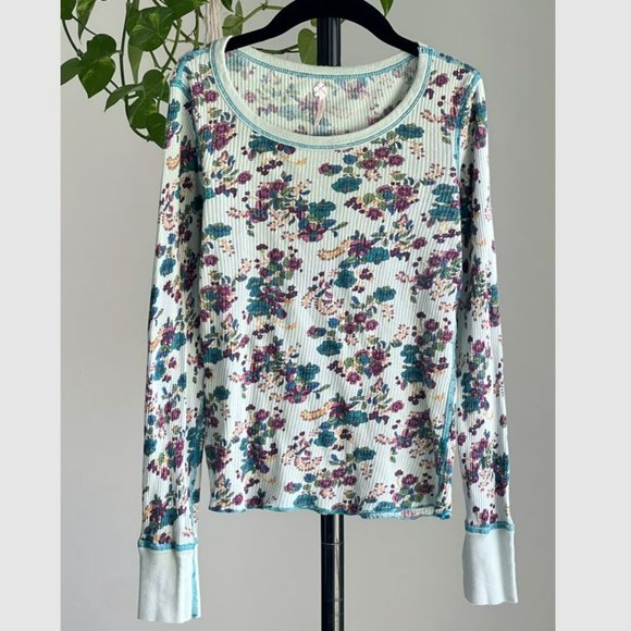 FREE PEOPLE Bundle of 3 Women's Y2K Purple Blue Floral Boho Long Sleeve Tees XS - Picture 8 of 14